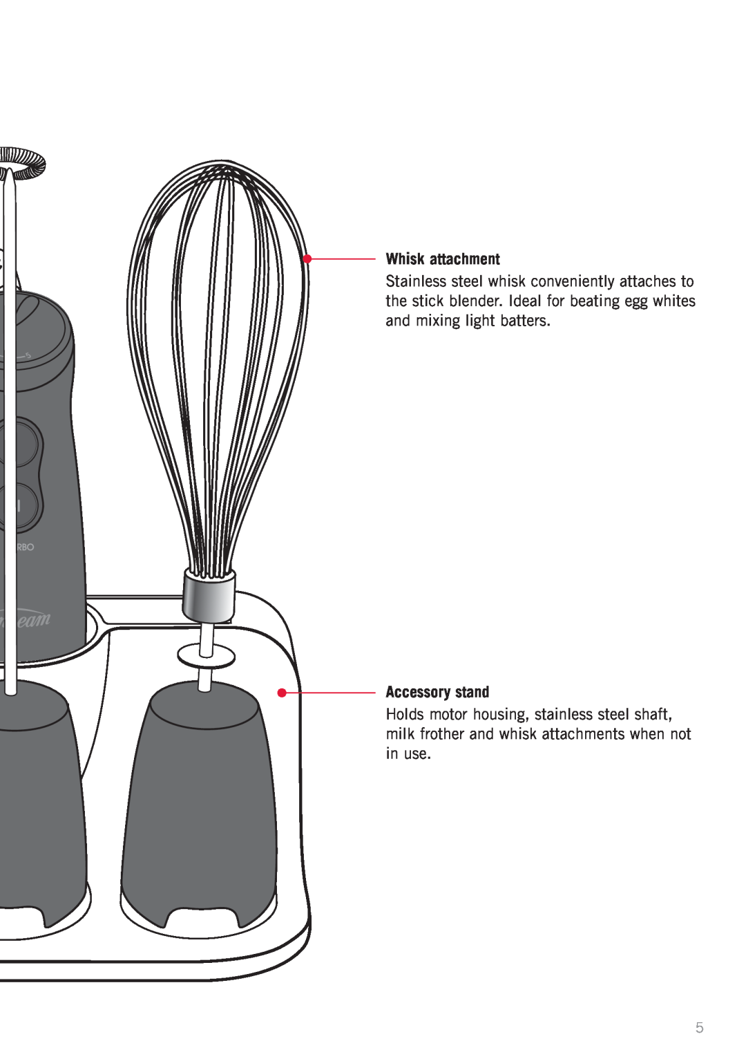Sunbeam SM8900 manual Whisk attachment, Accessory stand 