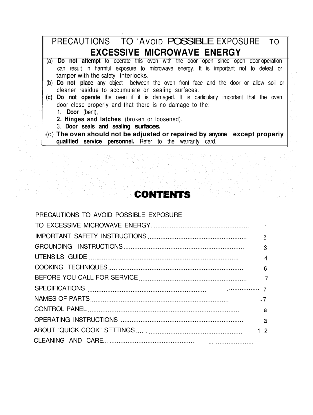 Sunbeam SMW1100 owner manual Precautions to Avoid Possible Exposure, Specifications, Cleaning and Care 