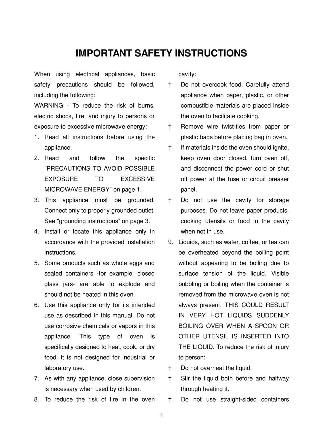 Sunbeam SMW7141 owner manual Important Safety Instructions, Precautions to Avoid Possible 