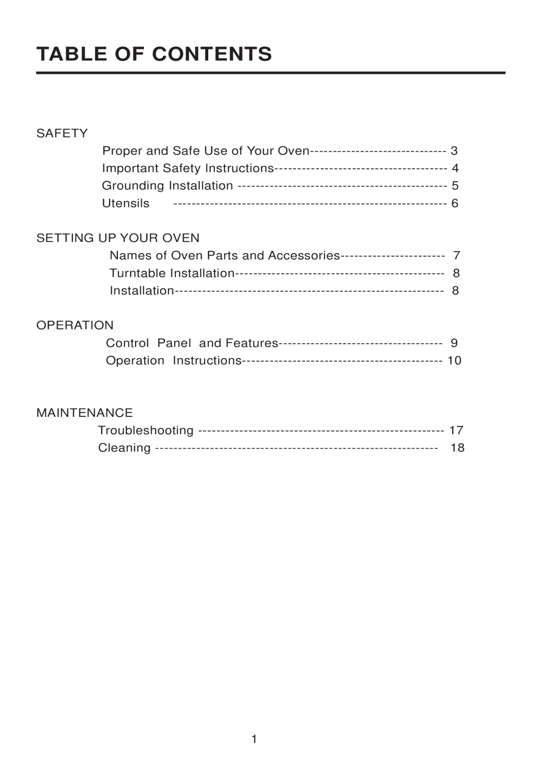 Sunbeam SMW730 instruction manual Table of Contents 