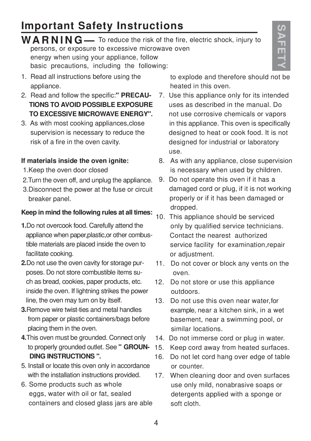 Sunbeam SMW730 instruction manual Important Safety Instructions 