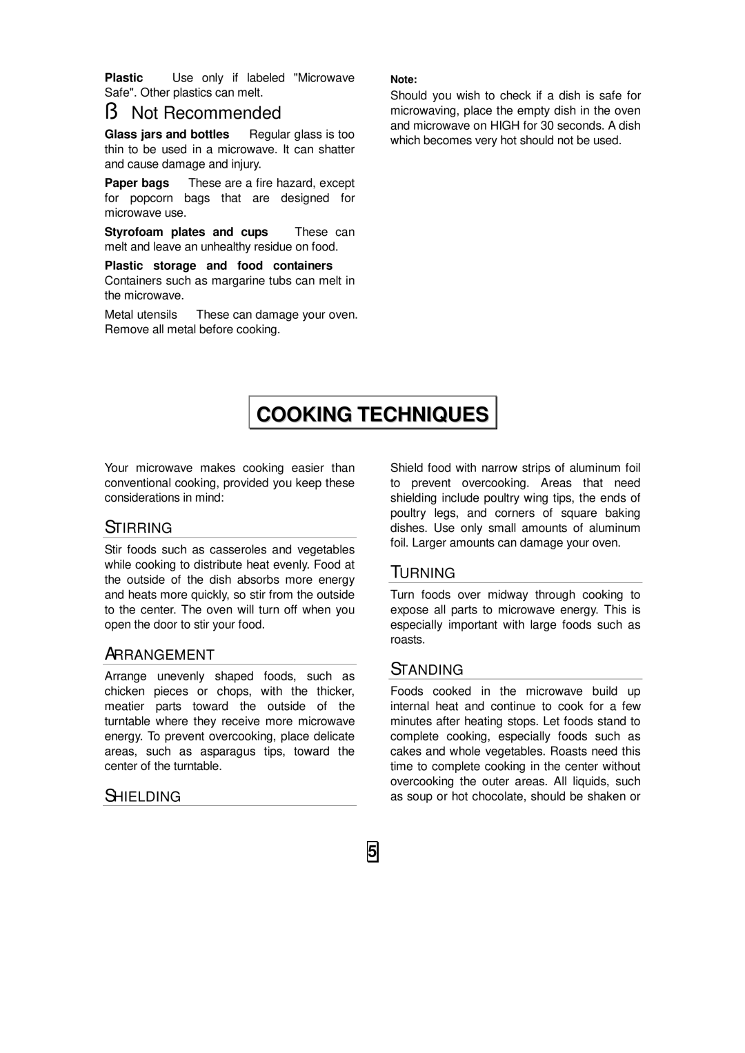 Sunbeam SMW958 owner manual Cooking Techniques, Not Recommended 