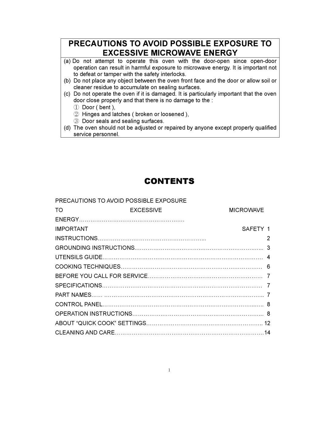 Sunbeam SMW978 owner manual Contents 