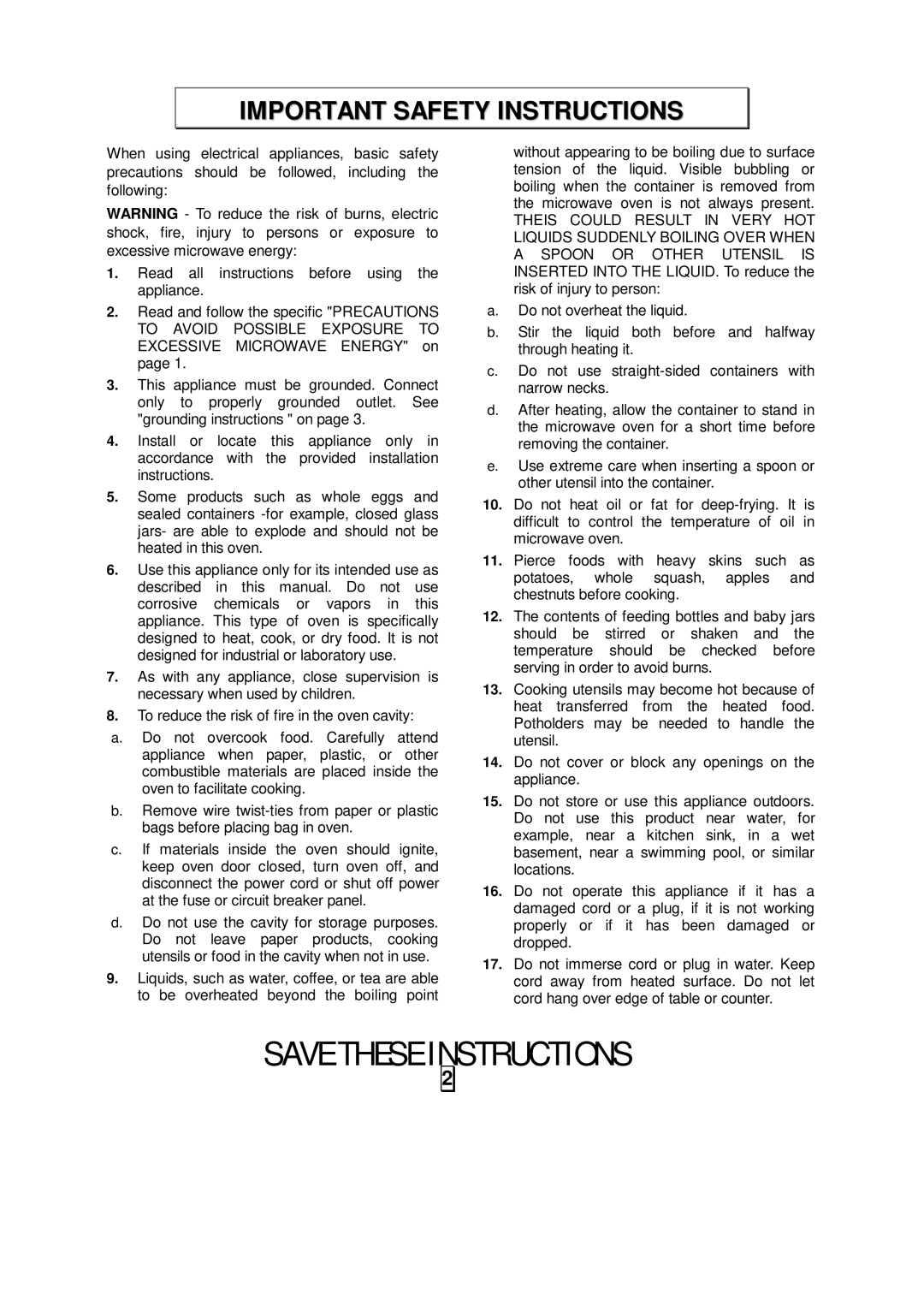 Sunbeam SMW992 owner manual Important Safety Instructions 