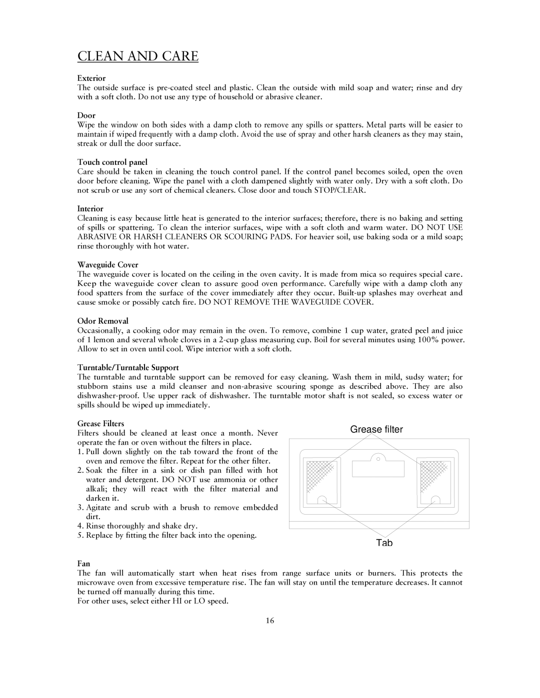 Sunbeam SNM1501RAX user manual Clean and Care, Exterior 