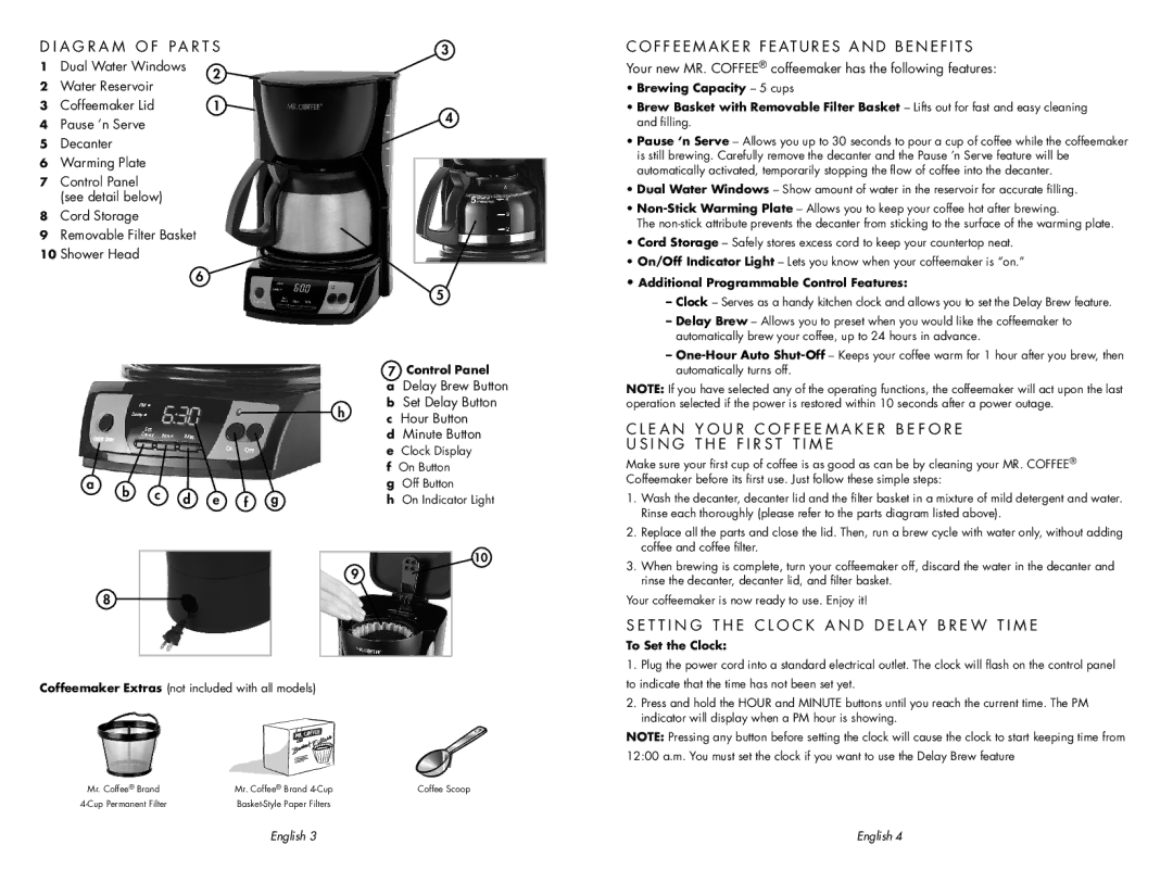 Sunbeam SPR-062609 user manual A G R a M O F PA R T S, F f e e m a k e r f e at u r e s a n d b e n e f i t s 