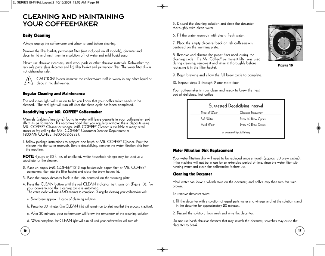 Sunbeam SPR-101006 user manual Cleaning and Maintaining Your Coffeemaker, Daily Cleaning 