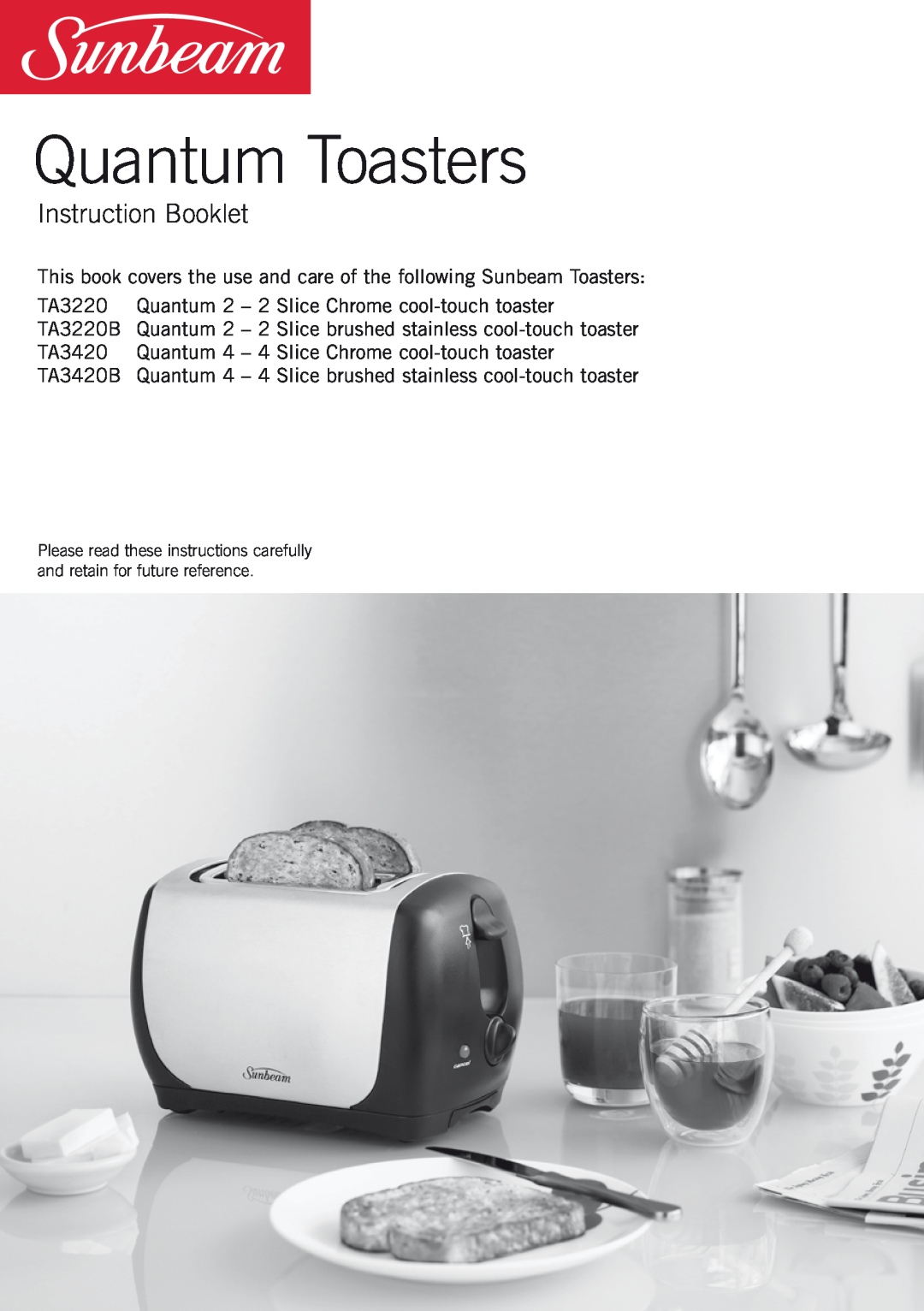 Sunbeam TA3420B, TA3220B manual Instruction Booklet, Quantum Toasters 