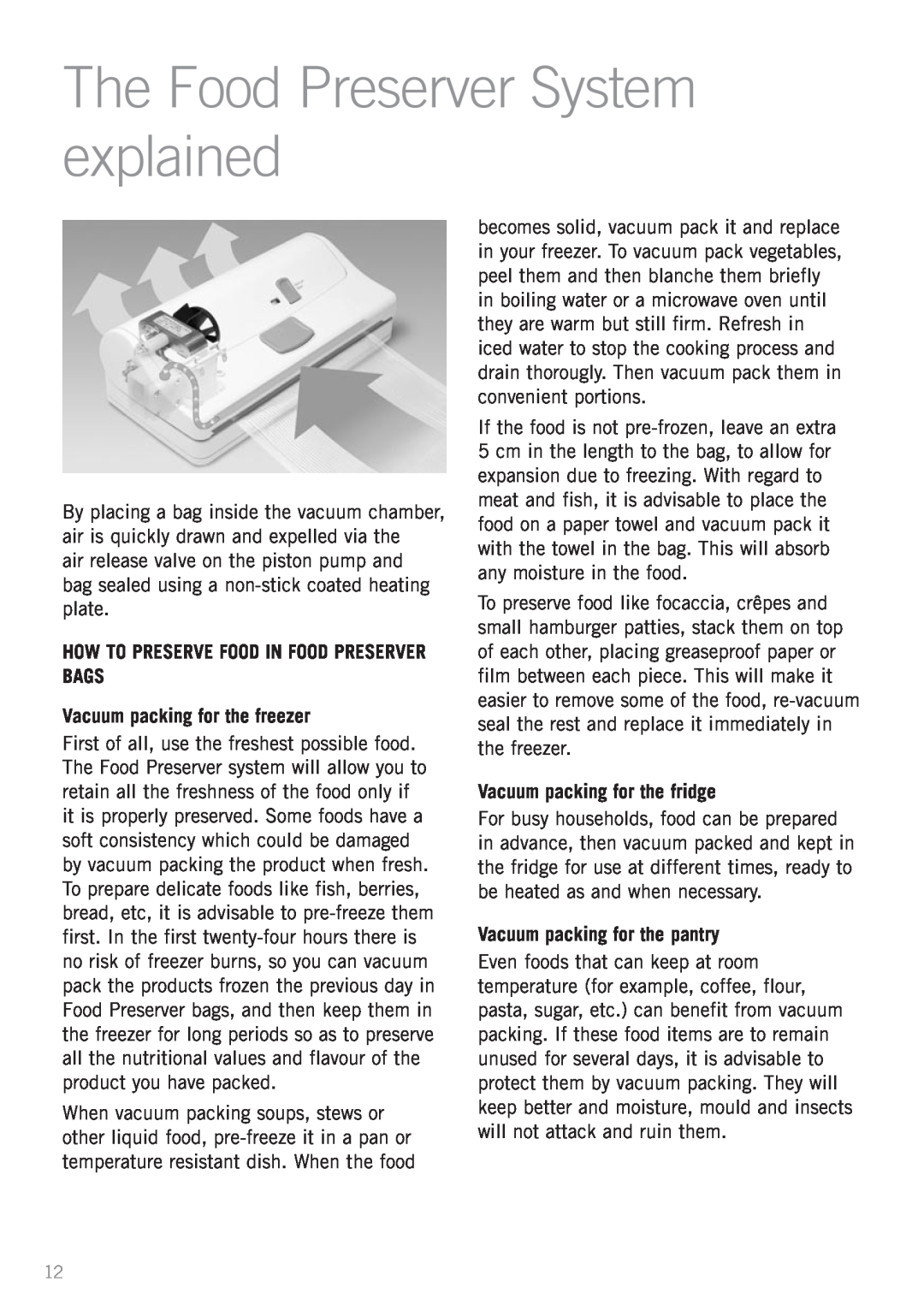 Sunbeam VS5200 manual The Food Preserver System explained, How To Preserve Food In Food Preserver Bags 