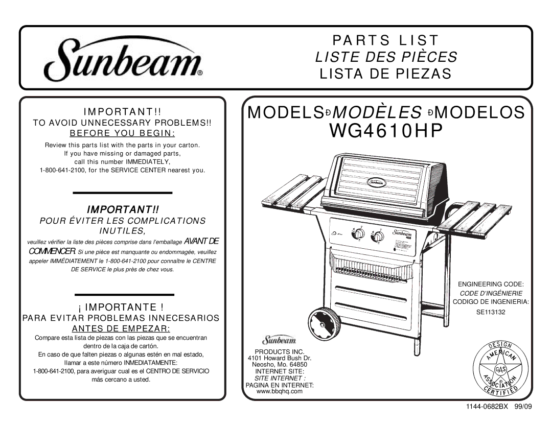 Sunbeam WG4610HP manual 