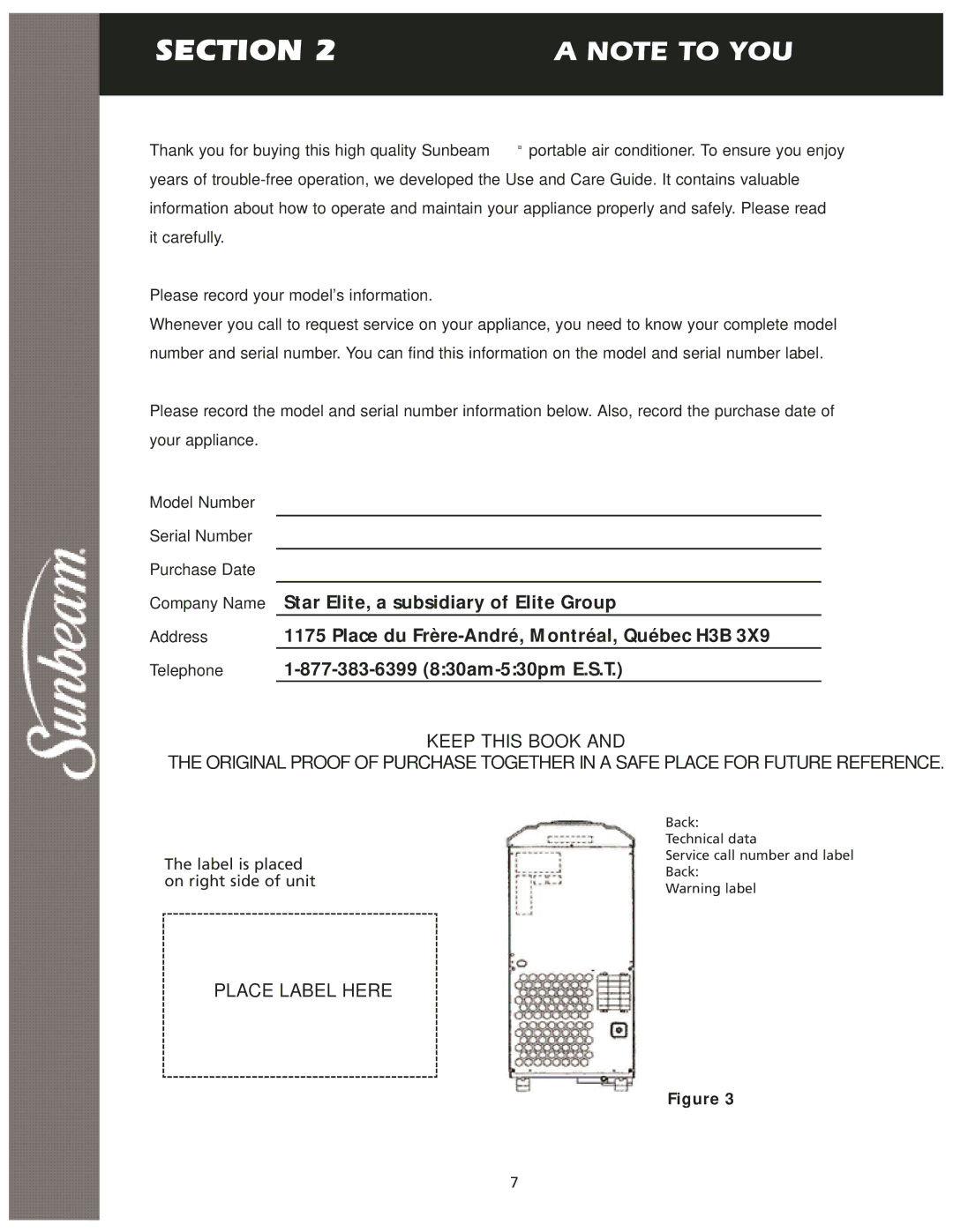 Sunbeam KY-25 user manual Section 