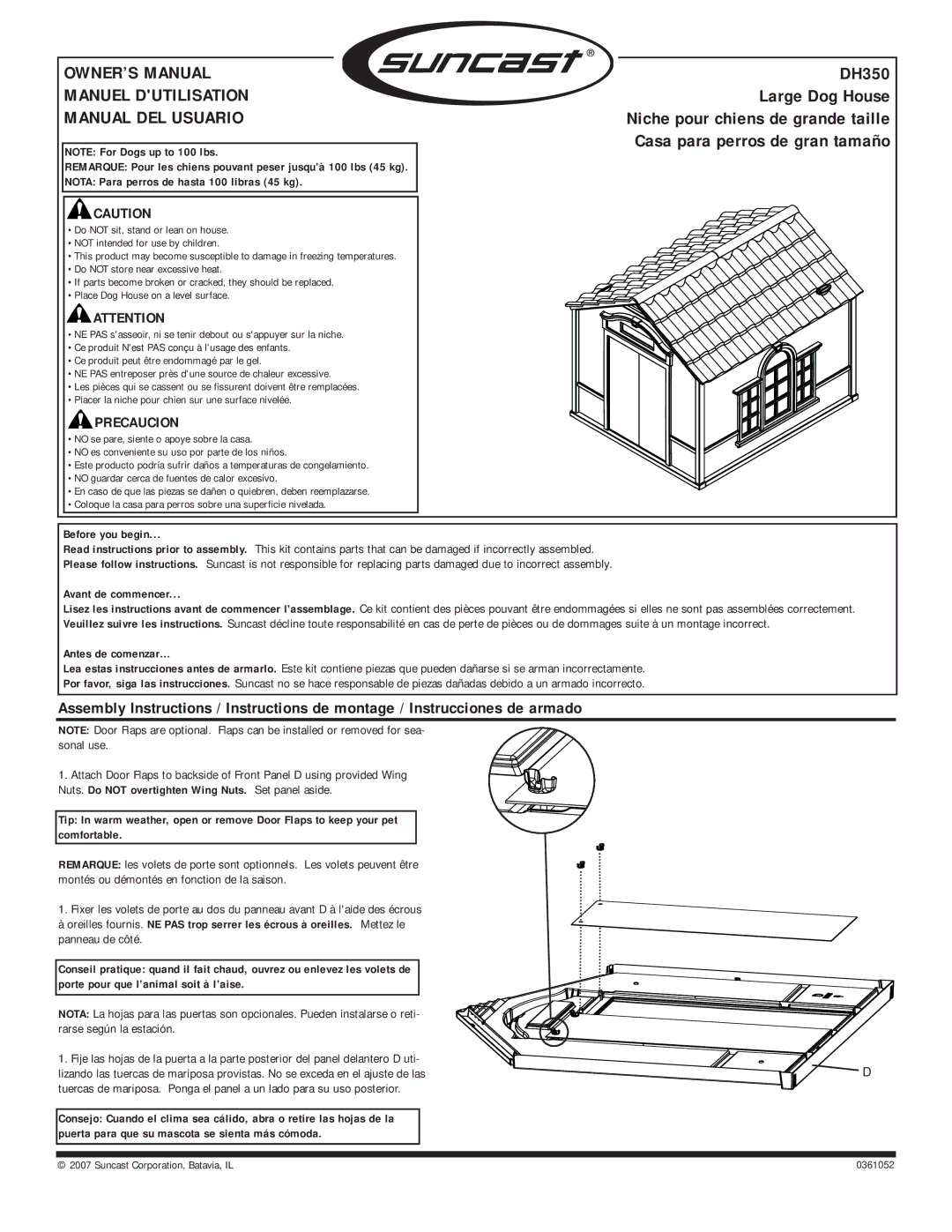 Suncast dh350 owner manual Manuel Dutilisation Manual DEL Usuario 