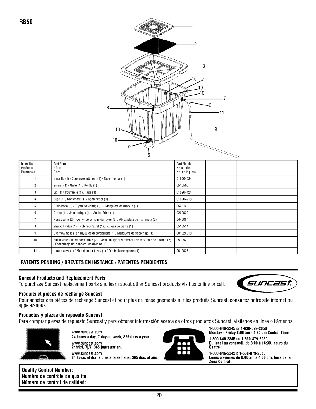 Suncast RB50 manual 