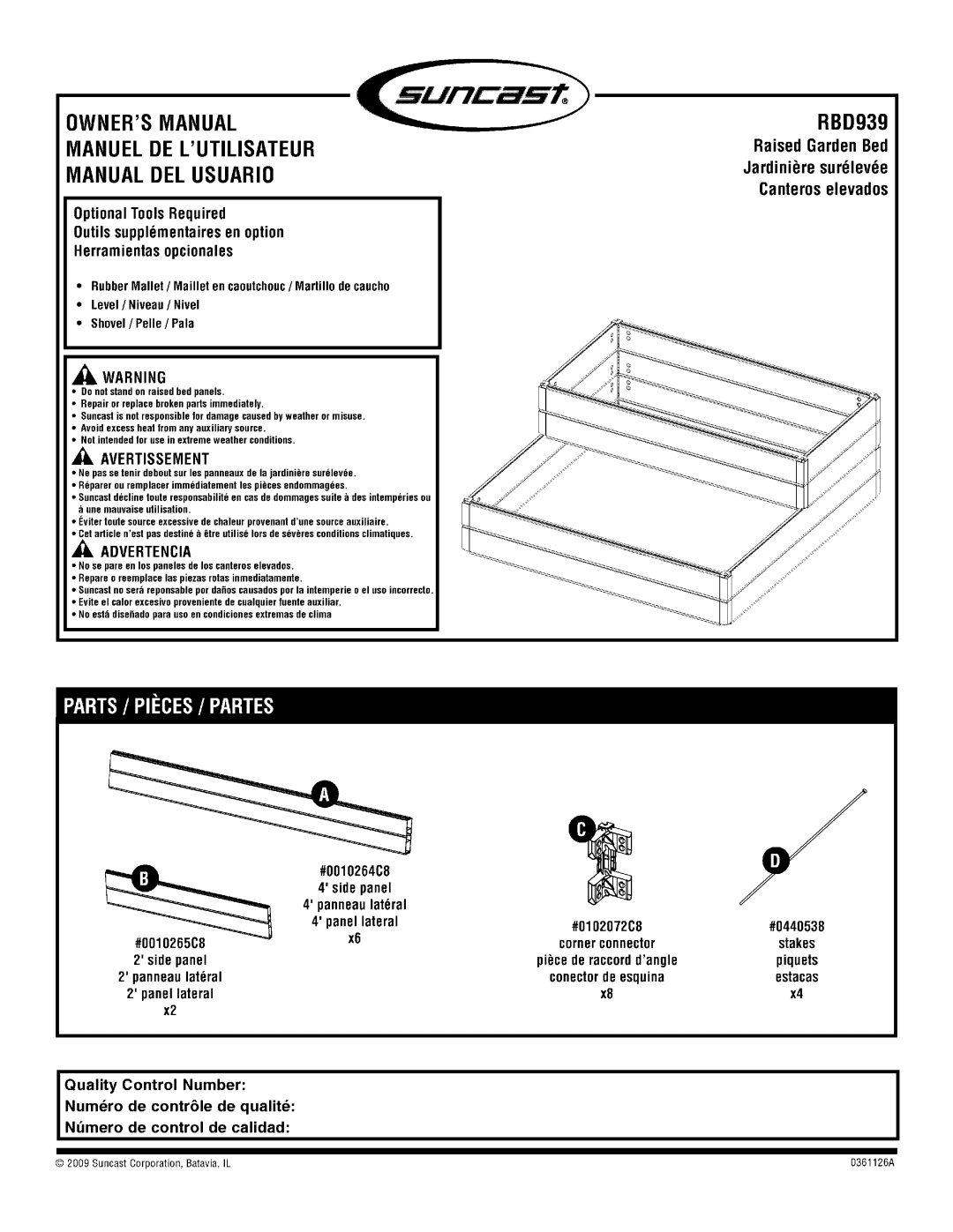 Suncast RBD939 manual 