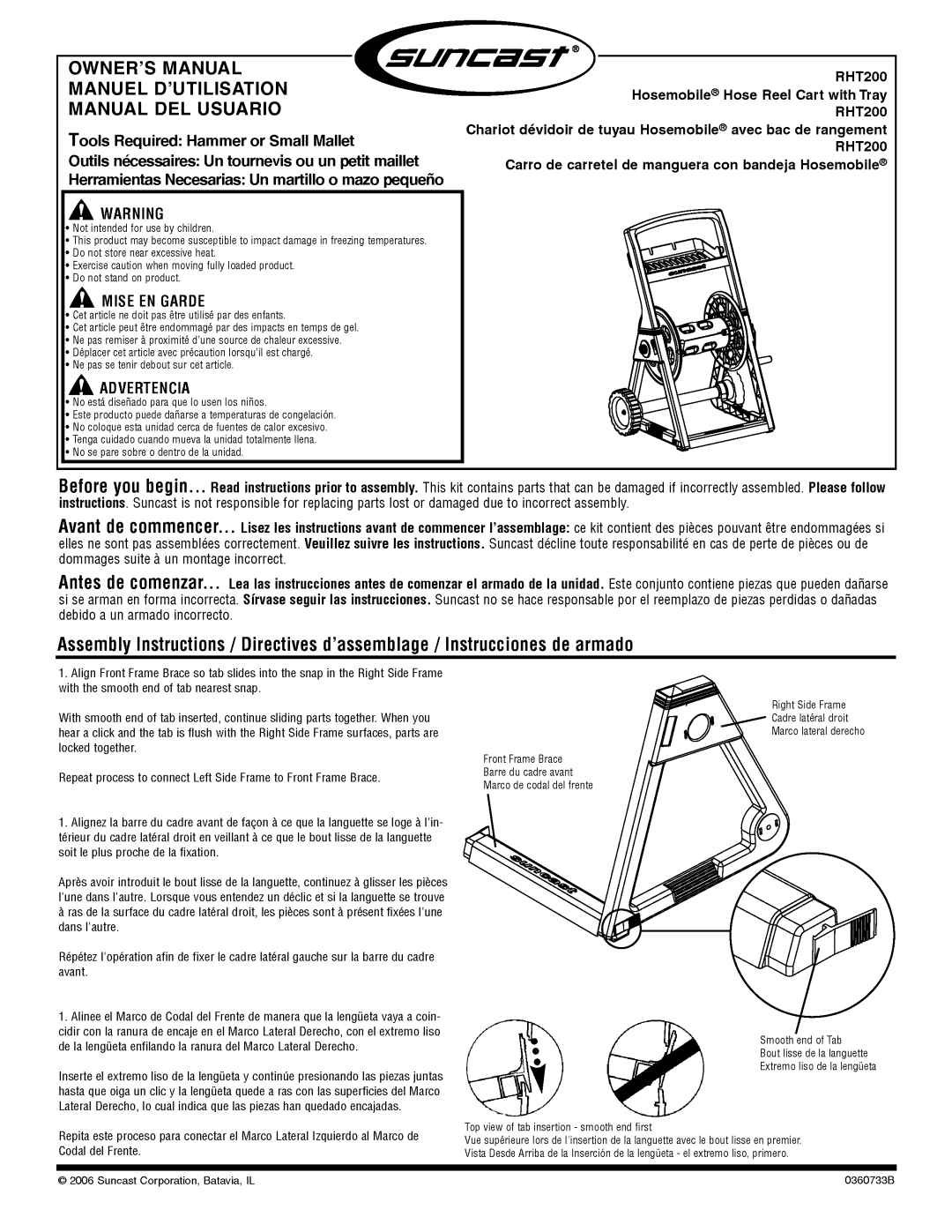 Suncast RHT2005 owner manual Chariot dévidoir de tuyau Hosemobile avec bac de rangement, Dans lautre 