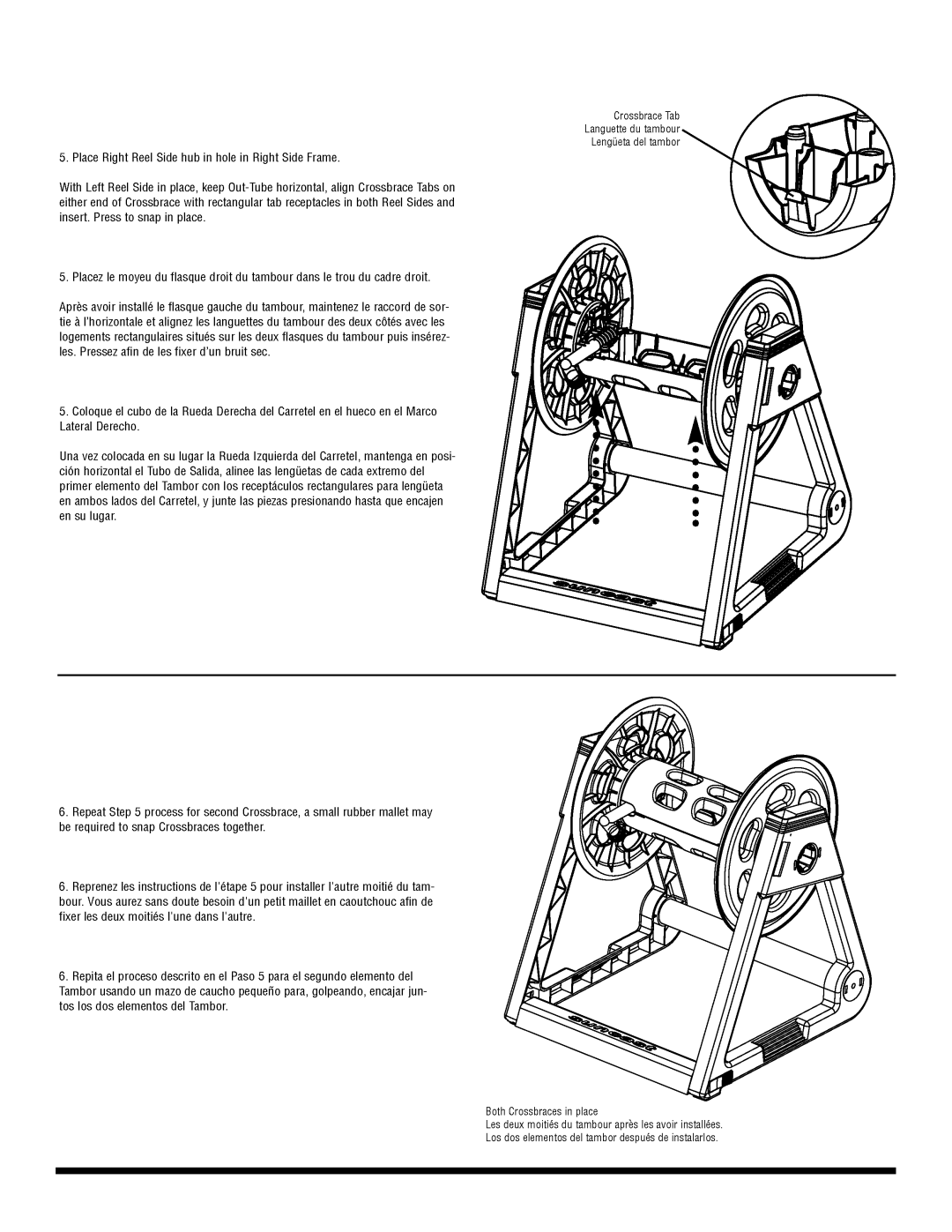 Suncast RHT2005 owner manual Les. Pressez afin de les fixer dun bruit sec 