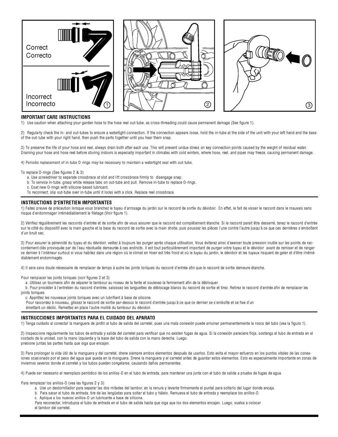 Suncast RHT2005 owner manual Correct Correcto, Incorrect Incorrecto 