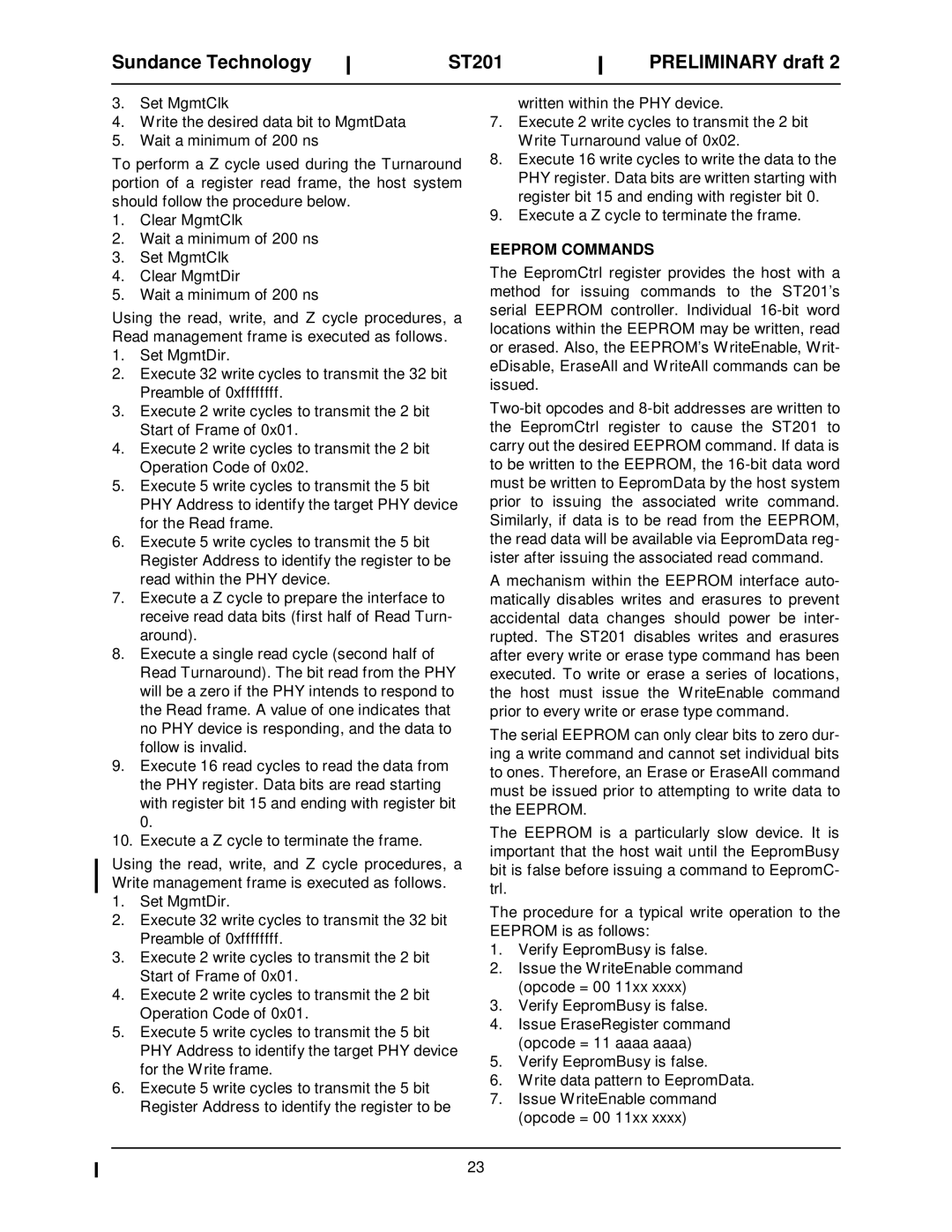 Sundance Spas ST201 manual Eeprom Commands 