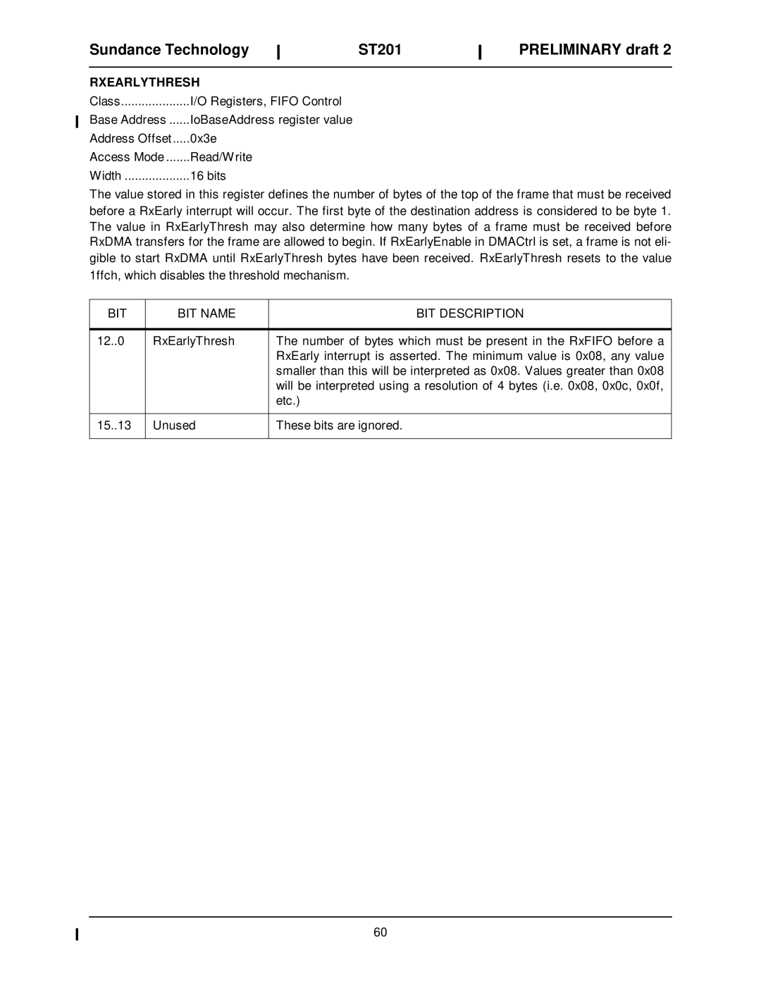 Sundance Spas ST201 manual Rxearlythresh 