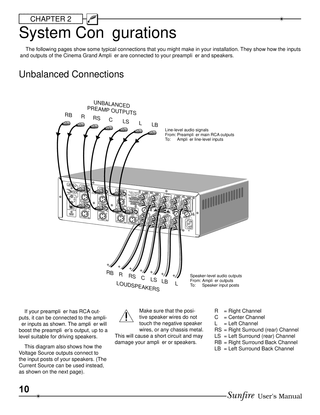 Sunfire 200 seven, 400 seven manual System ConÞgurations, Unbalanced Connections 