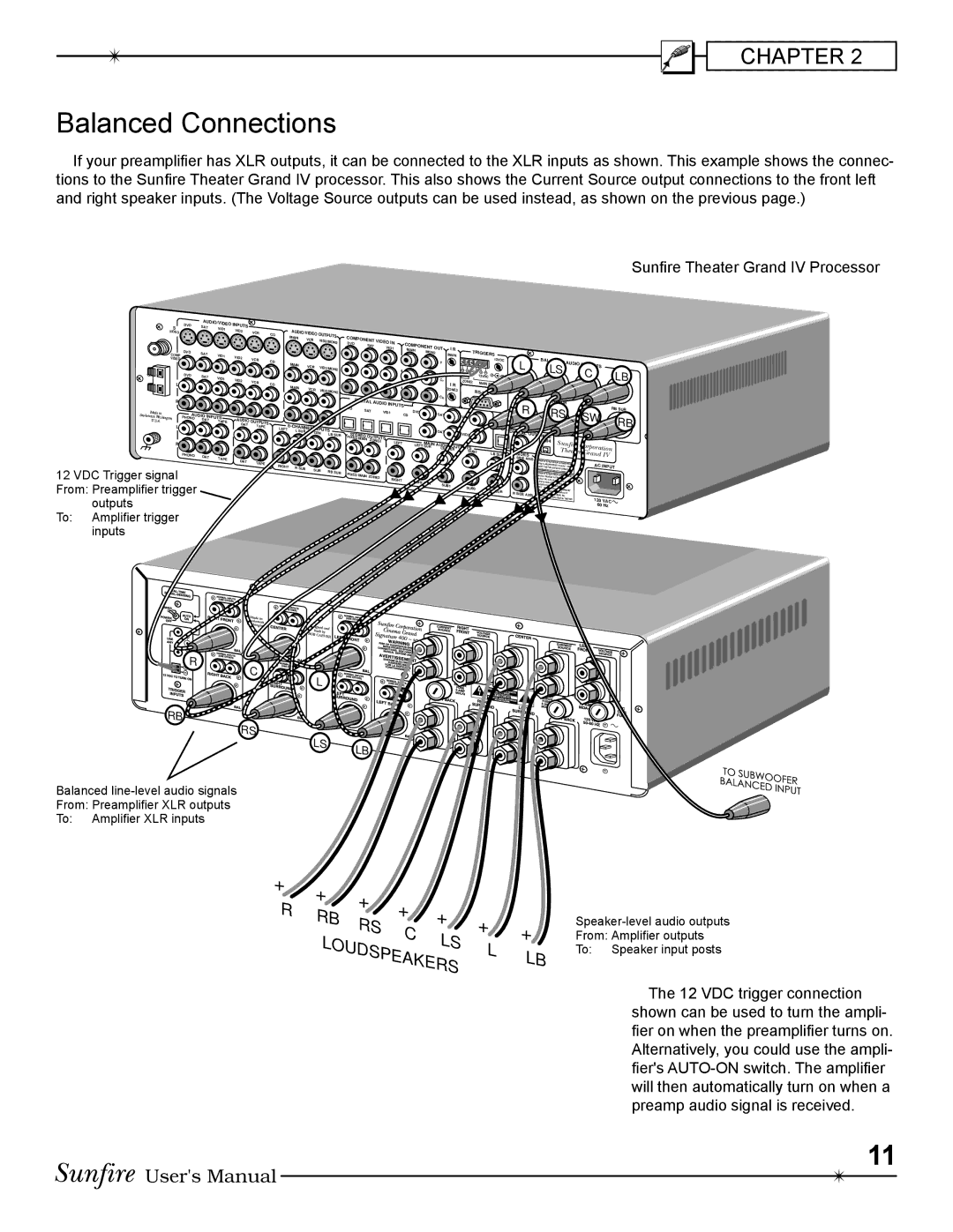 Sunfire 400 seven, 200 seven manual Balanced Connections, Inputs 