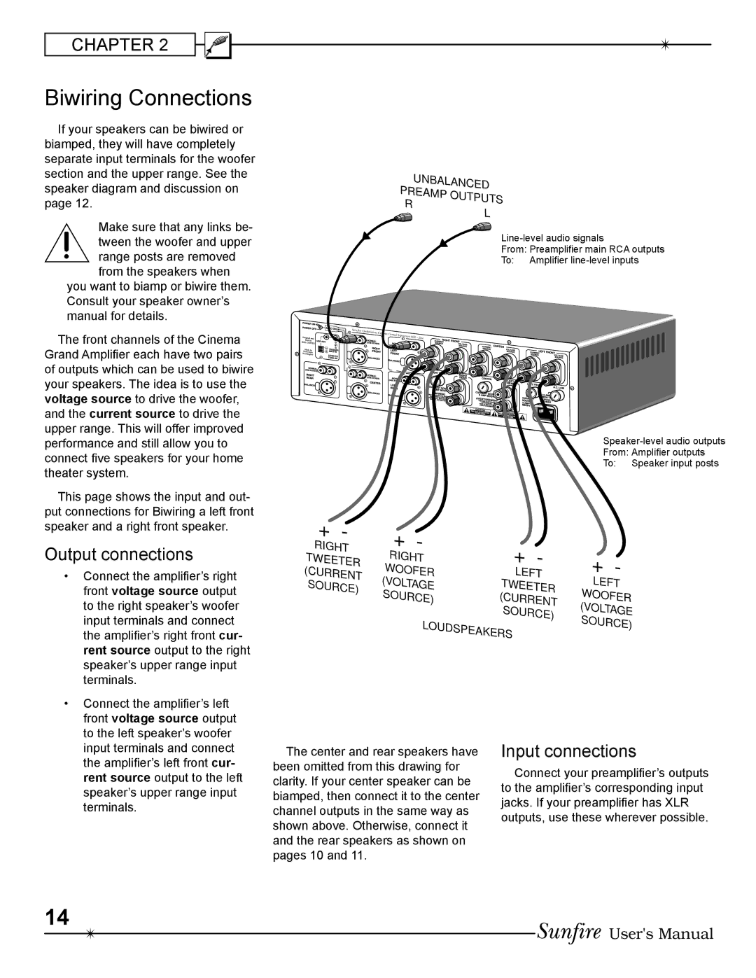 Sunfire 400 ~ five, 200 ~ five manual Biwiring Connections, Tpu 