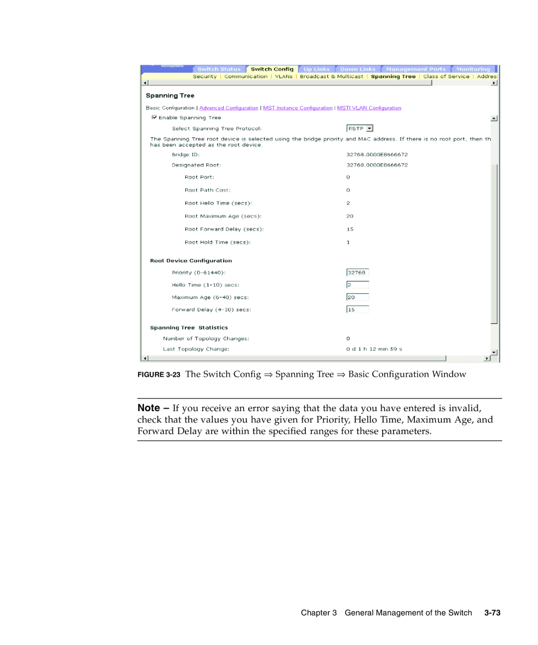 Sunfire B1600 manual General Management of the Switch 