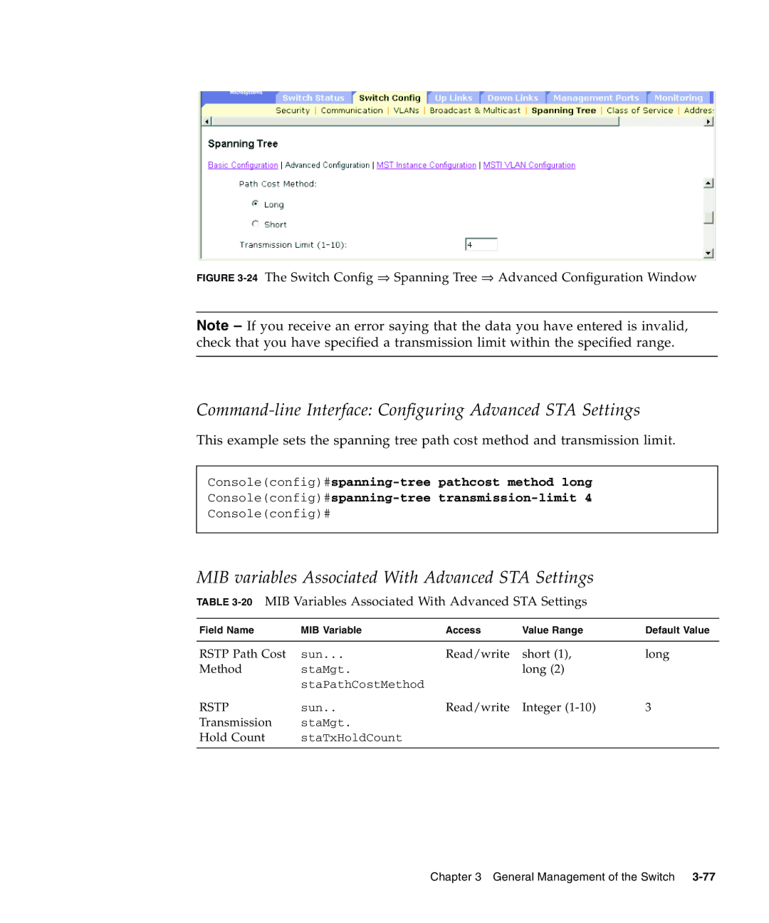 Sunfire B1600 manual Command-line Interface Configuring Advanced STA Settings 