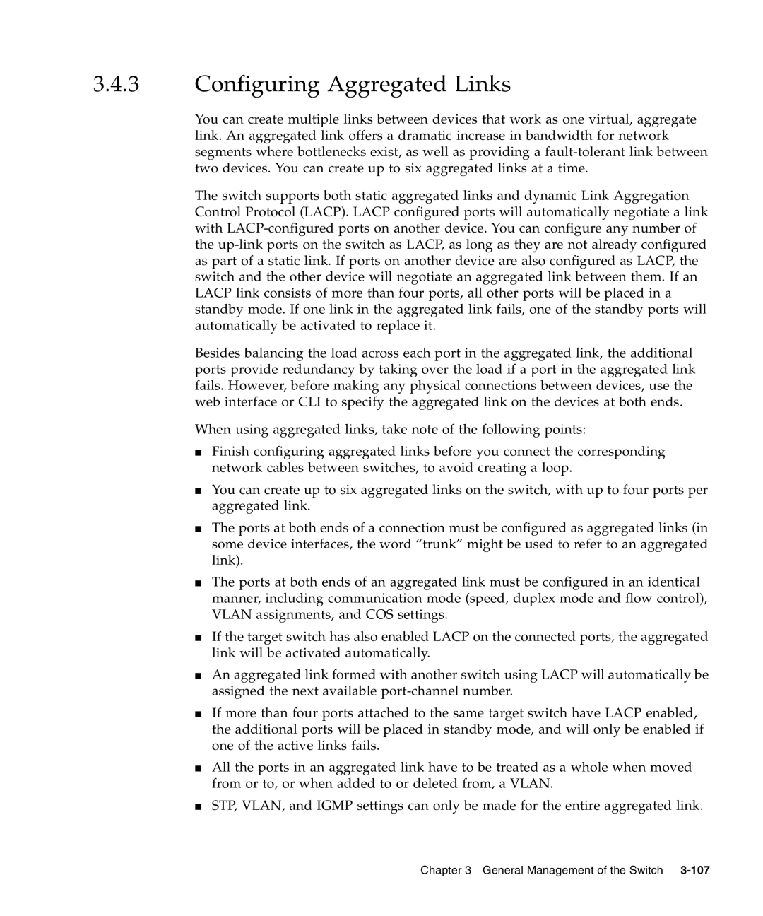 Sunfire B1600 manual Configuring Aggregated Links 