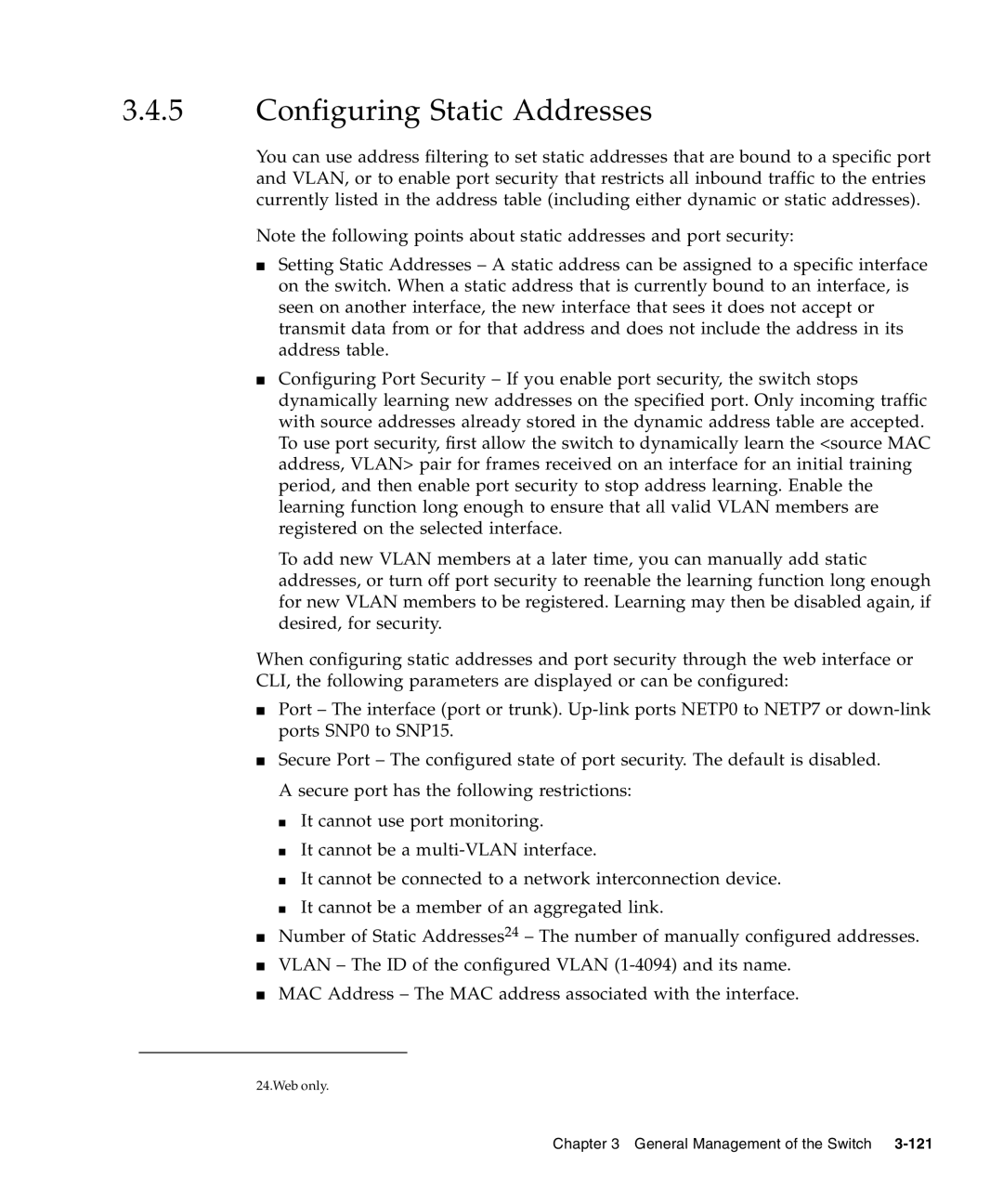 Sunfire B1600 manual Configuring Static Addresses 