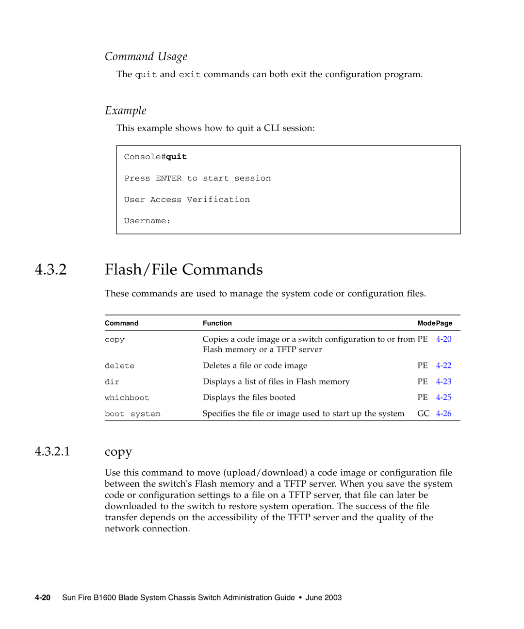 Sunfire B1600 manual Flash/File Commands, Copy 