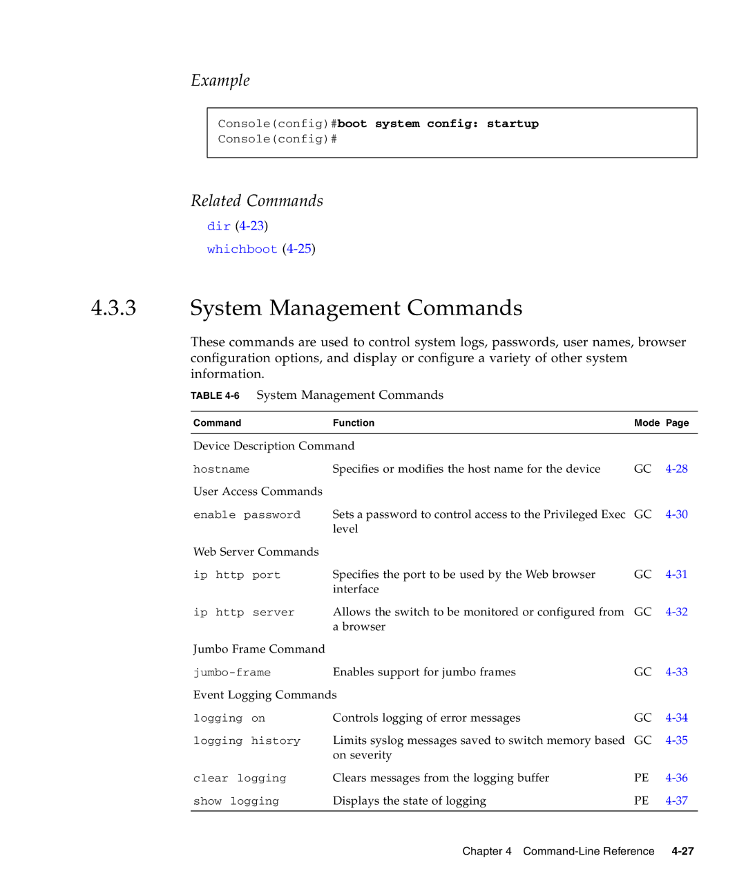 Sunfire B1600 manual Consoleconfig#boot system config startup, 6System Management Commands 