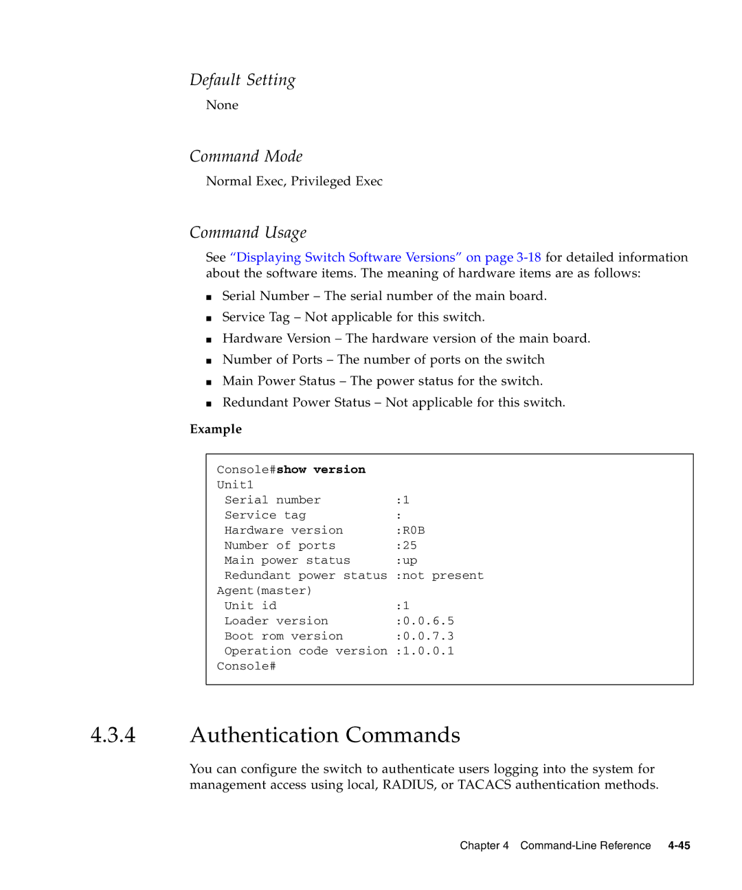 Sunfire B1600 manual Authentication Commands, Example 