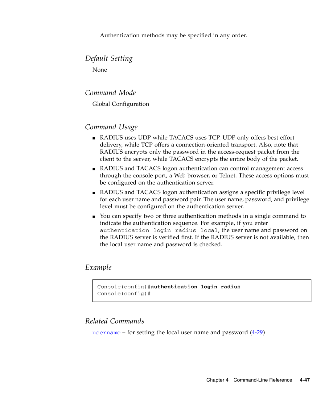 Sunfire B1600 manual Example, Consoleconfig#authentication login radius 