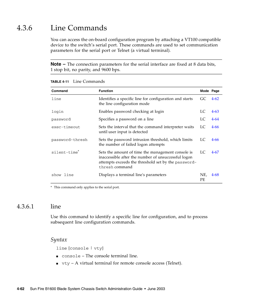 Sunfire B1600 manual 11Line Commands 