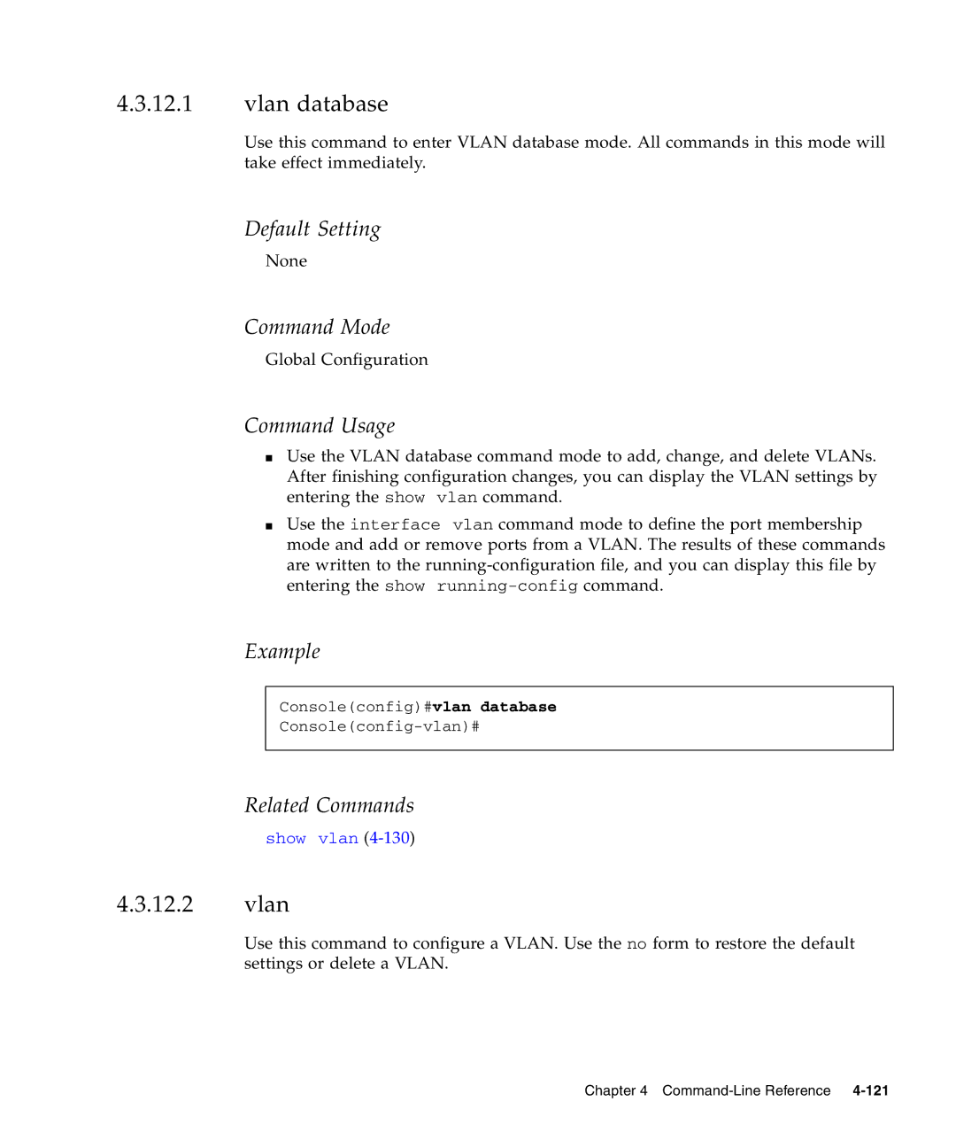 Sunfire B1600 manual Vlan database 