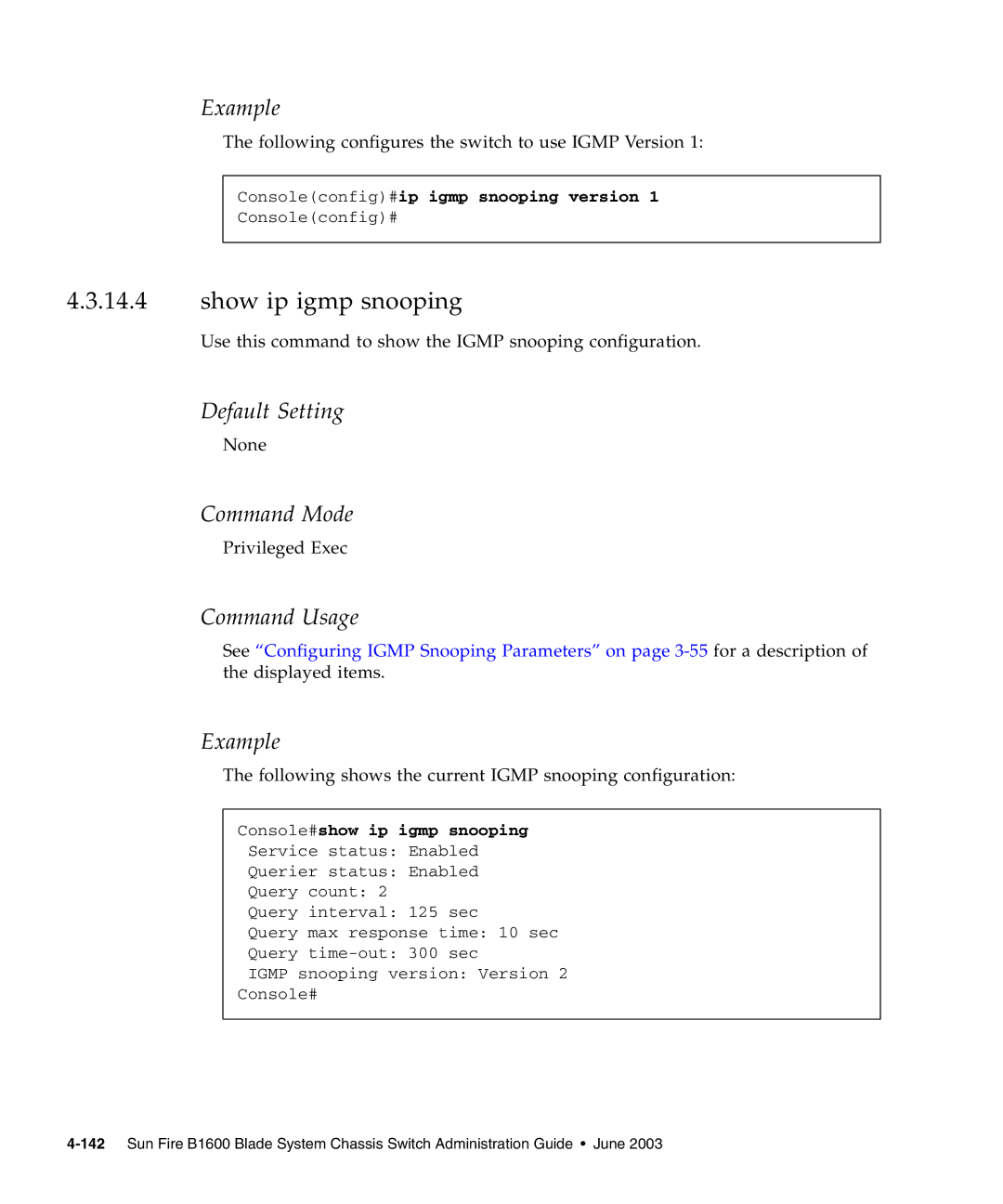 Sunfire B1600 manual Show ip igmp snooping, Consoleconfig#ip igmp snooping version 