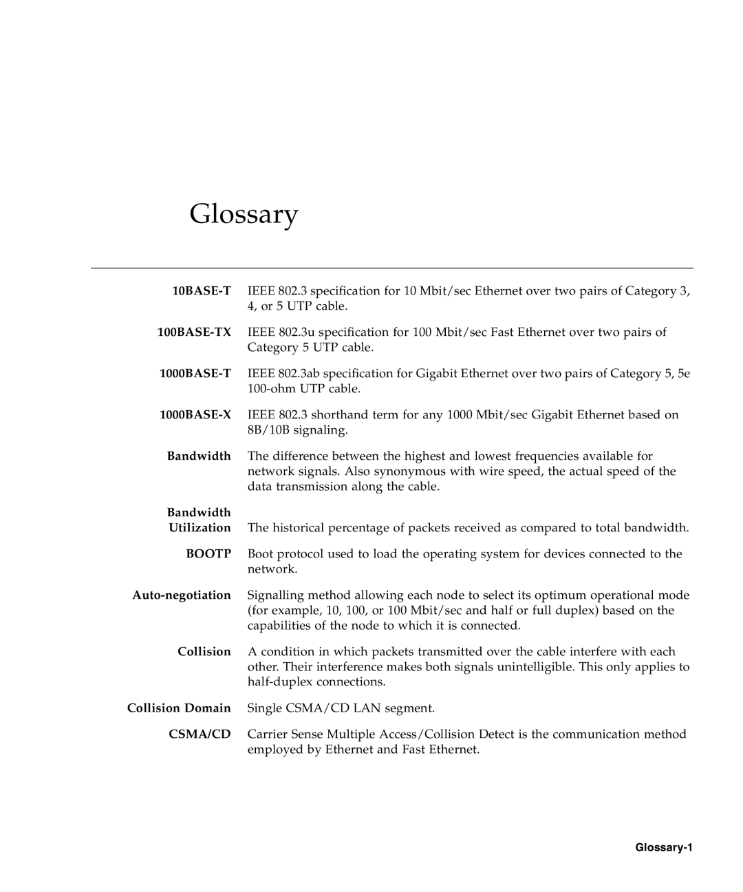 Sunfire B1600 manual Glossary, Bandwidth 