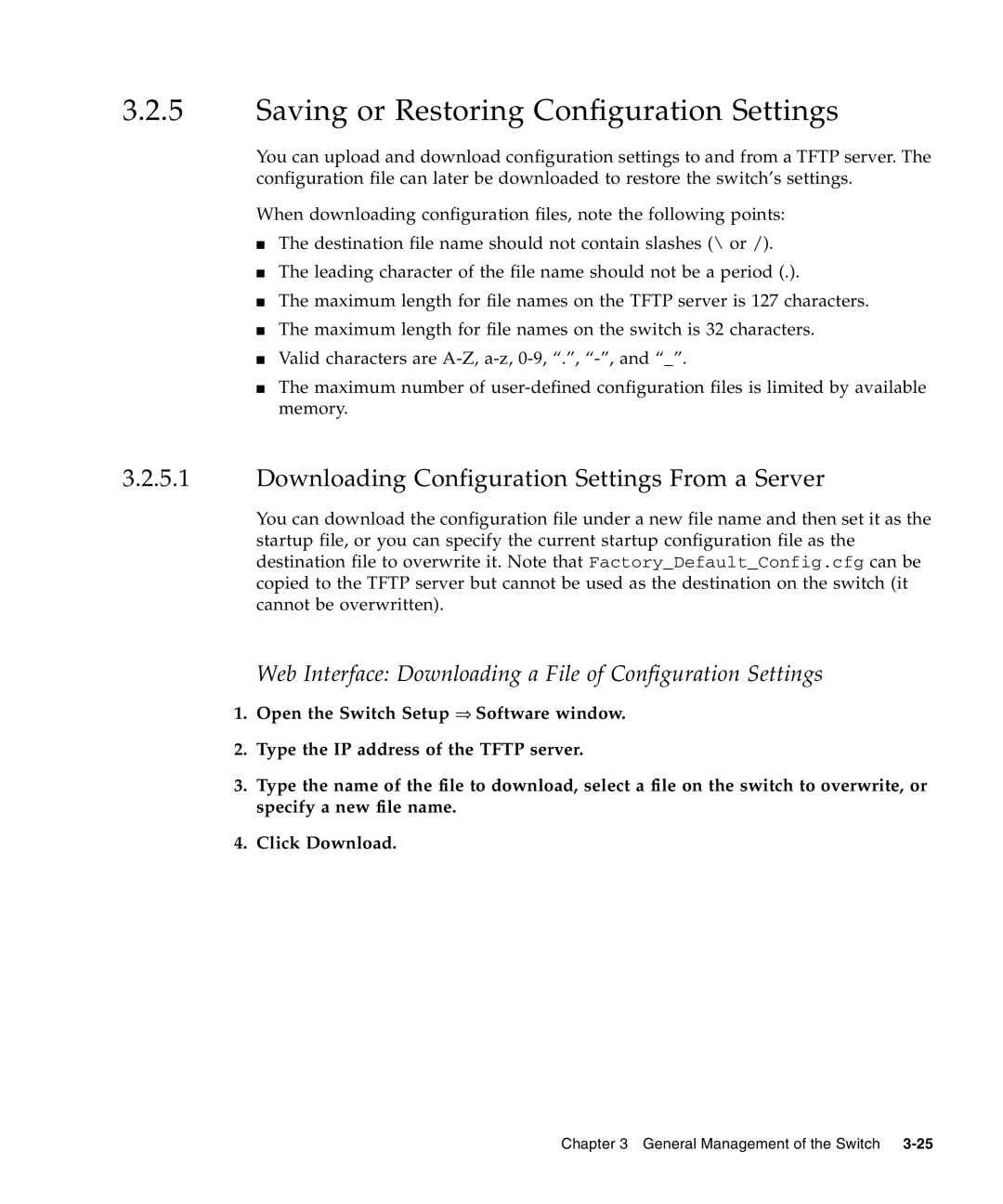 Sunfire B1600 manual Saving or Restoring Configuration Settings, Downloading Configuration Settings From a Server 