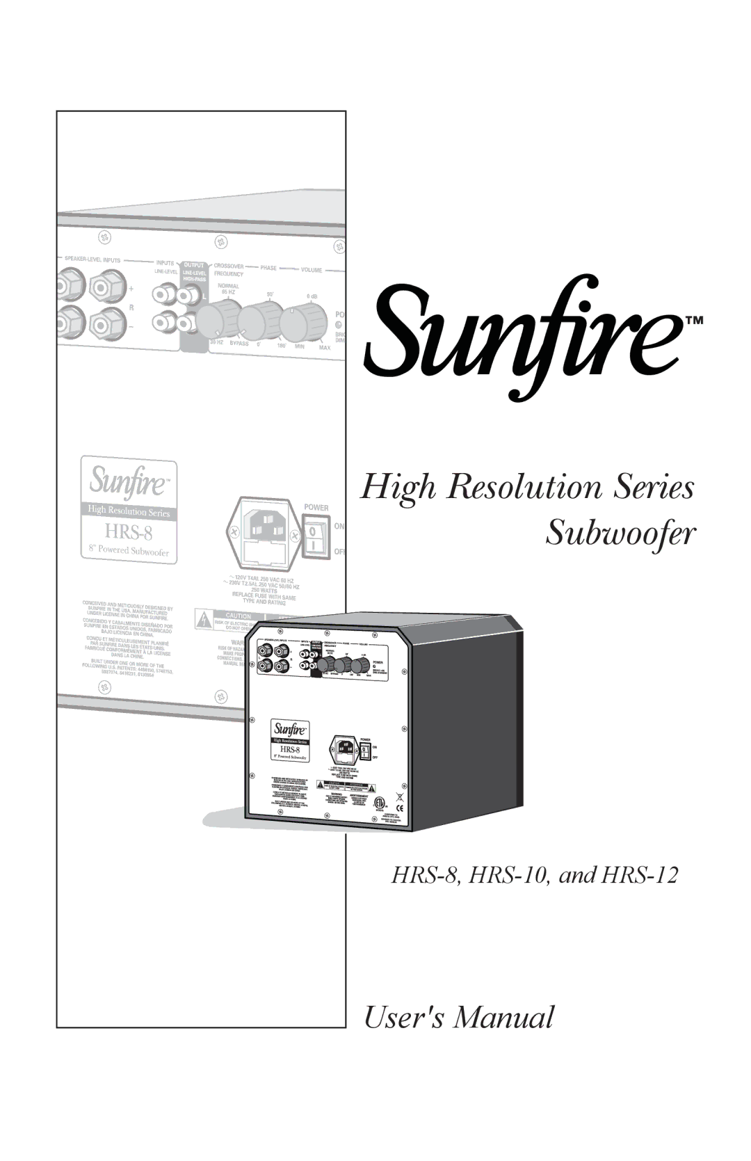 Sunfire HRS-10, HRS-8, HRS-12 user manual Subwoofer 