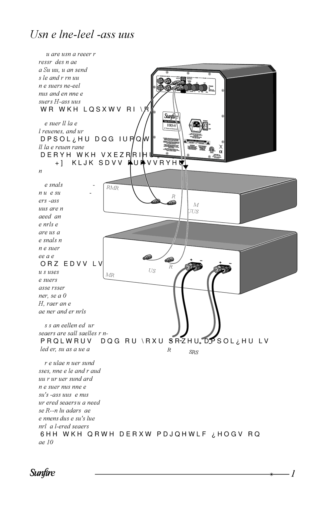 Sunfire HRS-10, HRS-8, HRS-12 user manual Using the line-level high-pass outputs, Main Outputs 