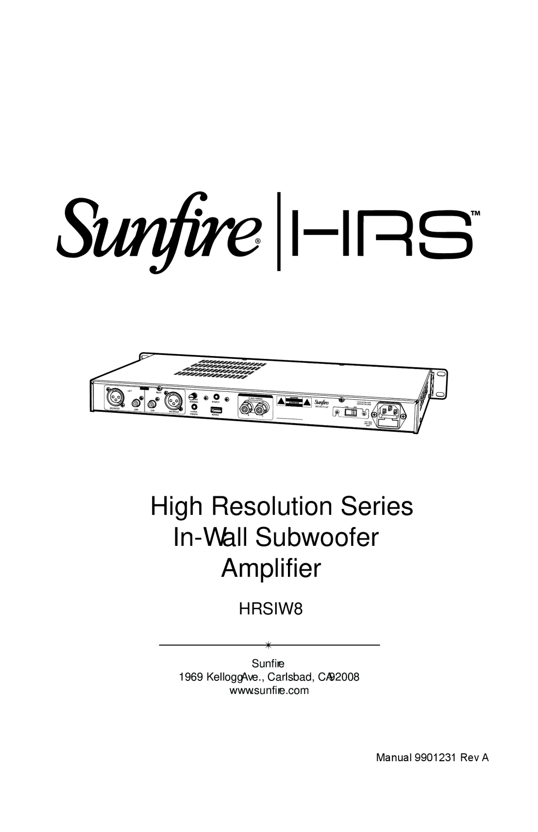 Sunfire HRSIW8 user manual High Resolution Series In-Wall Subwoofer Amplifier 