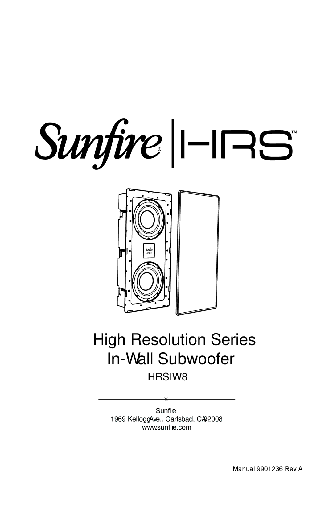 Sunfire HRSIW8 user manual High Resolution Series In-Wall Subwoofer 