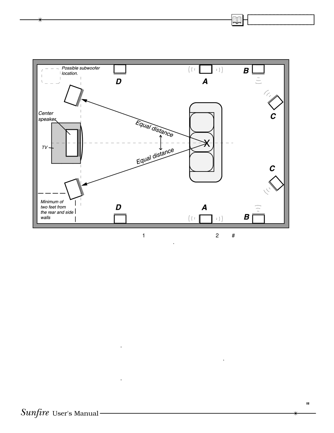 Sunfire IV manual Appendix, Speaker Placement, Front Speakers, Center speaker 