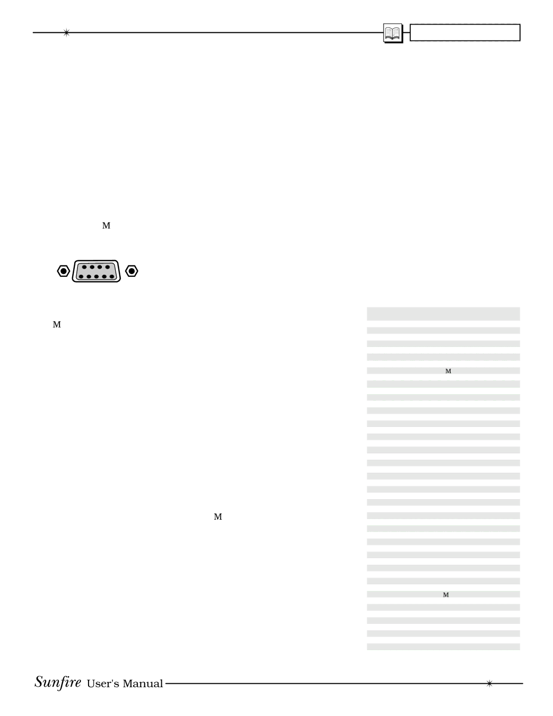 Sunfire IV manual RS-232 Port 