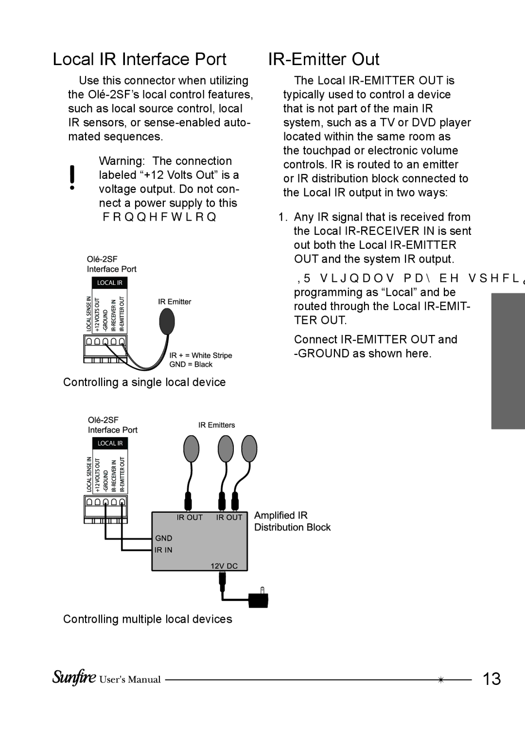 Sunfire OLE-2SF manual Local IR Interface Port, IR-Emitter Out 