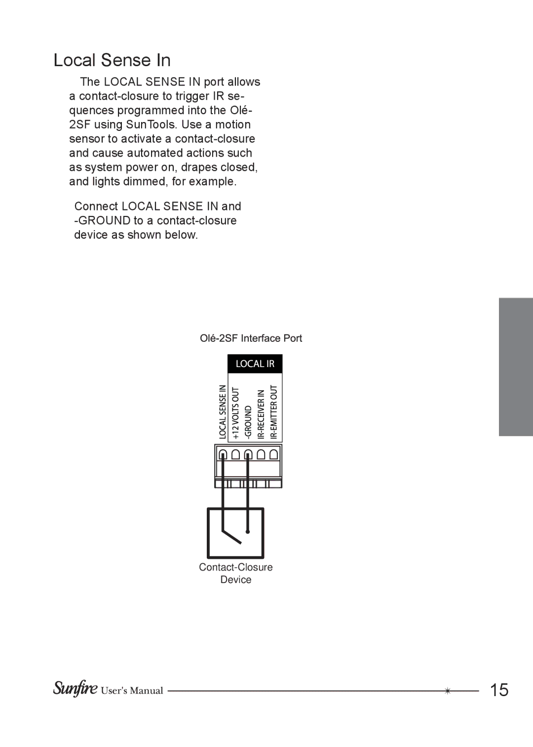 Sunfire OLE-2SF manual Local Sense 