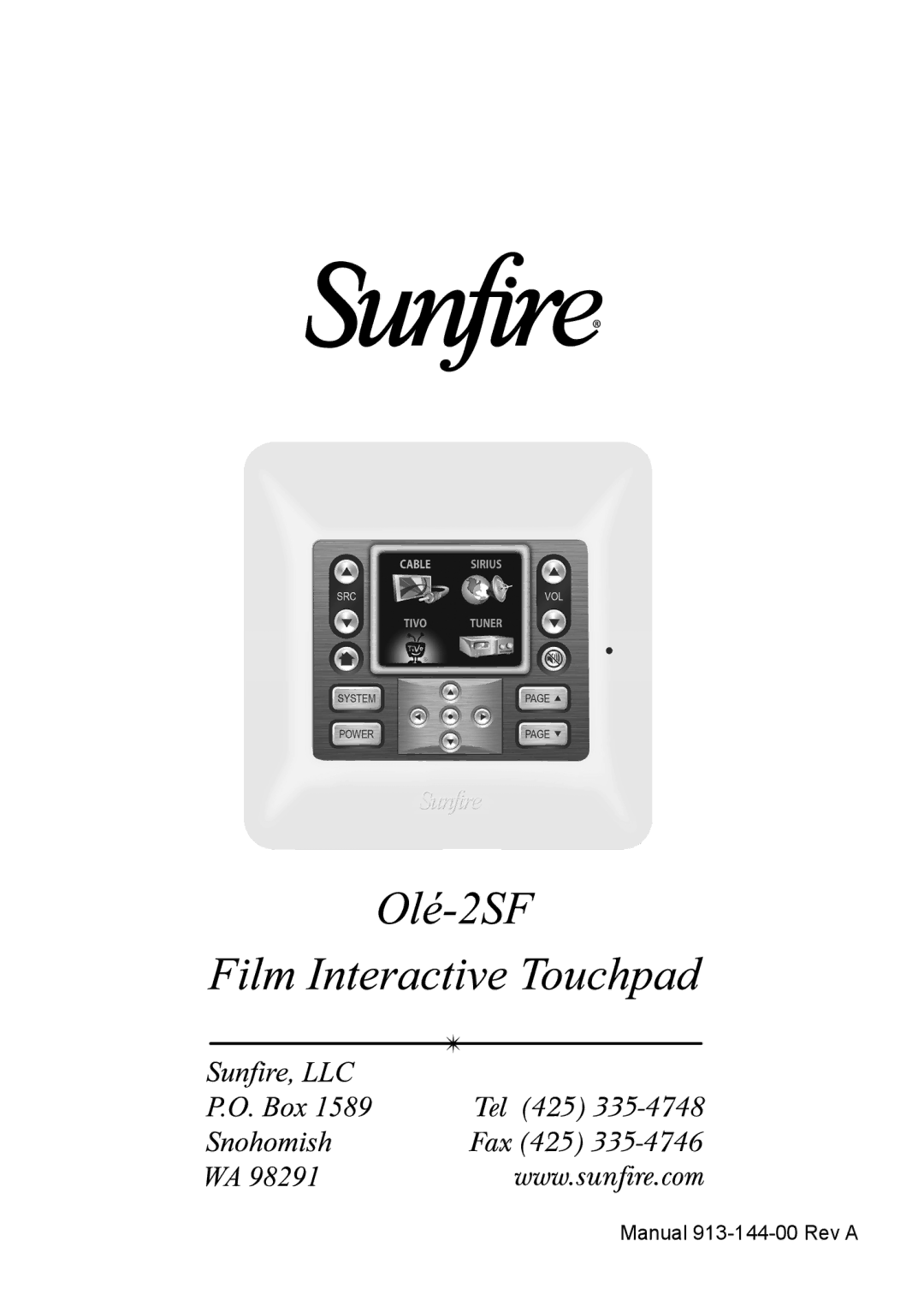 Sunfire OLE-2SF manual Manual 913-144-00 Rev a 