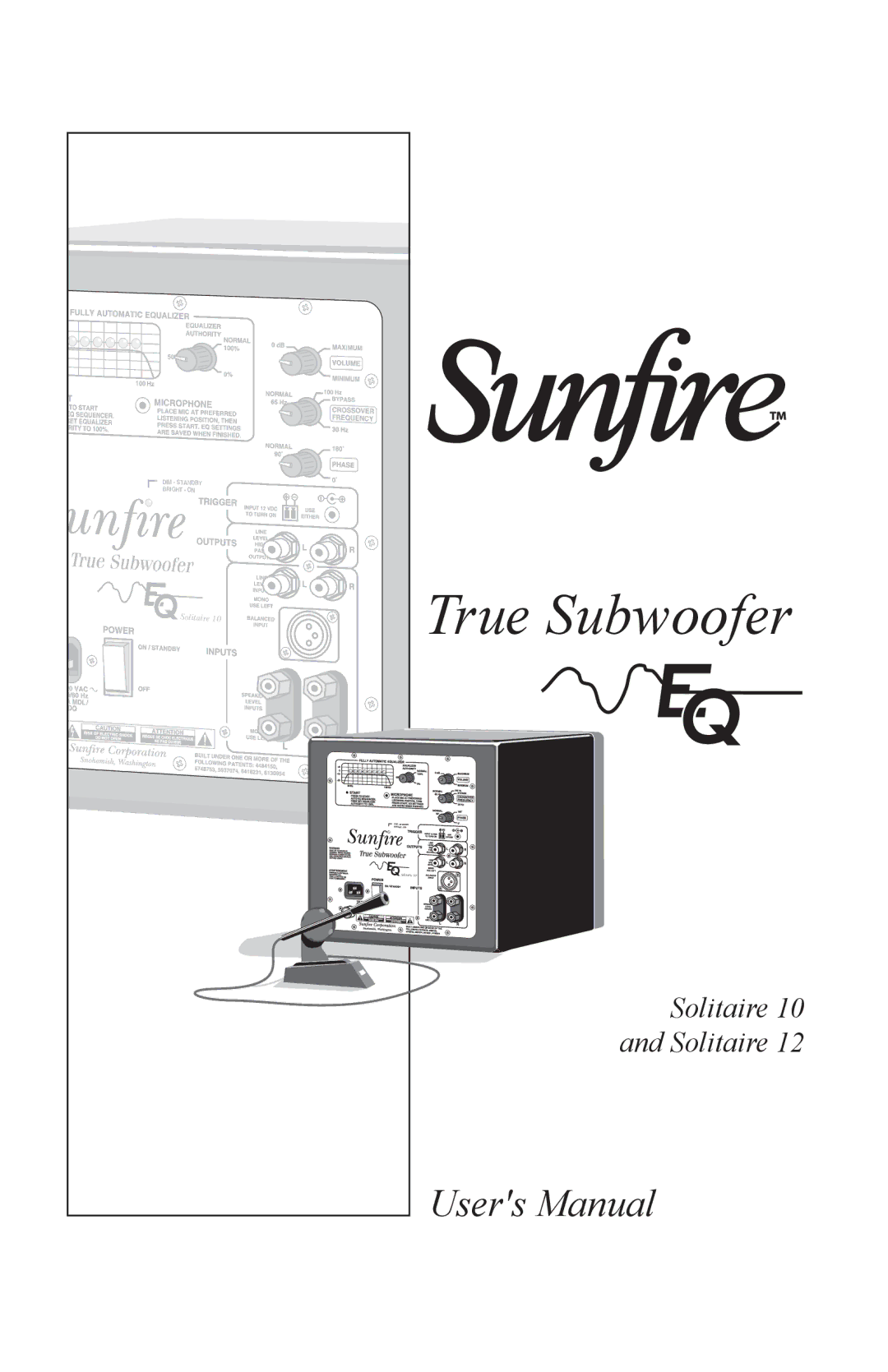 Sunfire Solitaire 10 user manual True Subwoofer 