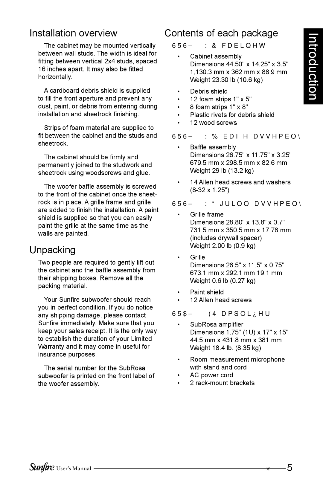 Sunfire SRS210W-B, SRS210W-G, SRS210W-C installation instructions Installation overview, Unpacking, Contents of each package 